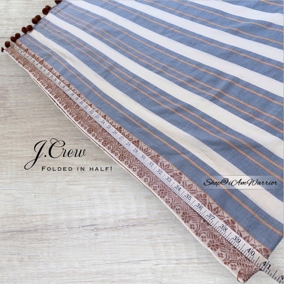 J.Crew striped patterned cotton pom pom long oversized scarf *shop@iamwarrior - Picture 6 of 11